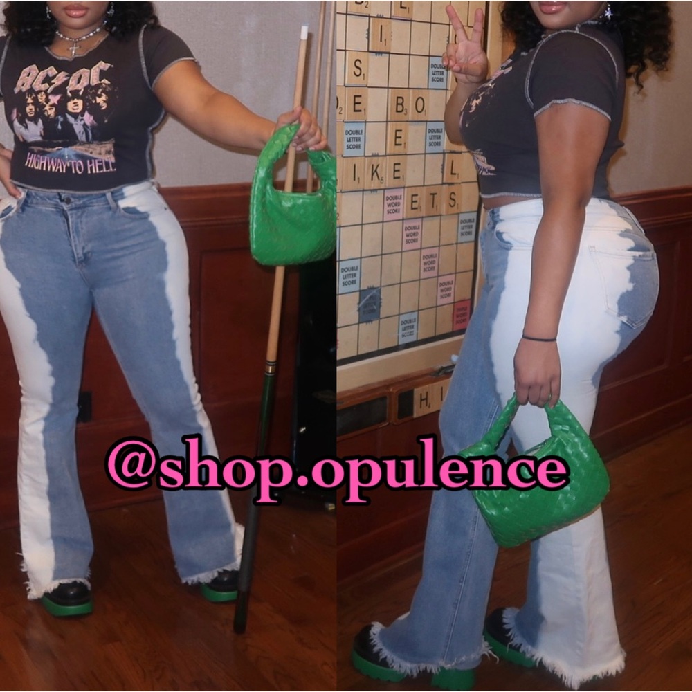 Two-Tone Flare Jeans
